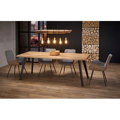 FOLDING TABLE DICKSON 120-180/80 CM, TABLETOP - NATURAL WOOD, LEGS - BLACK